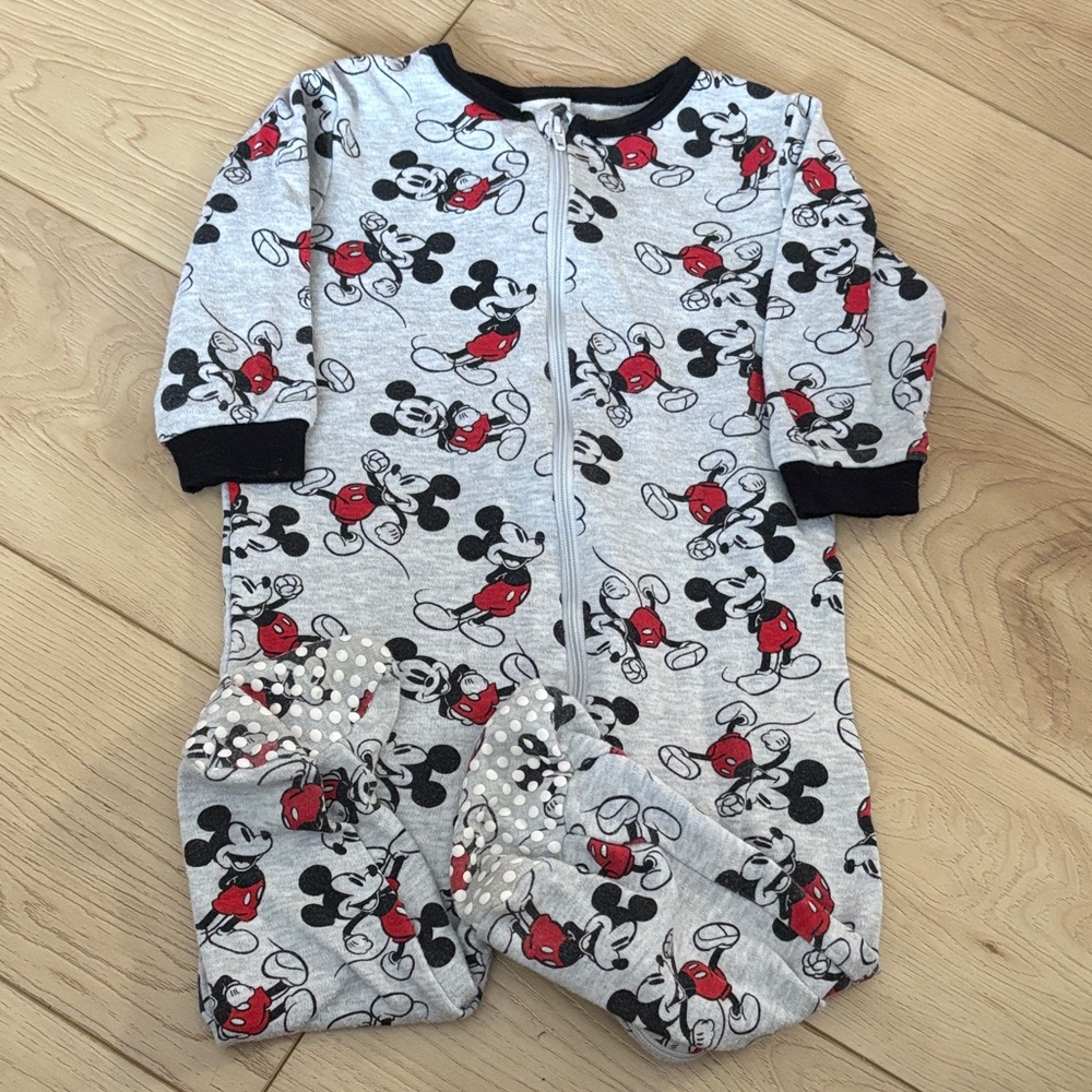 Disney Mickey Mouse Red and Gray Kids Footie